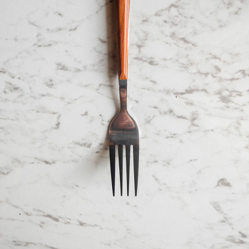 Wooden Accent Silver Table Fork 2