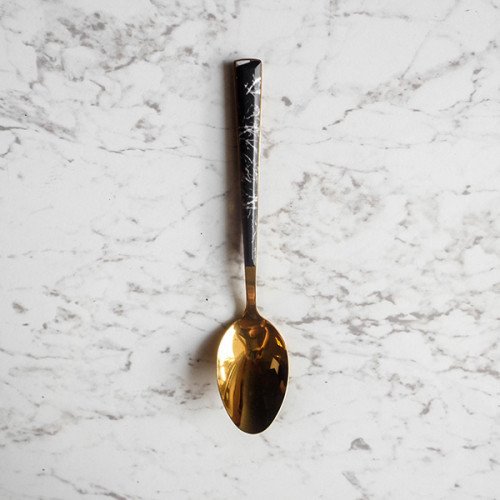 Black Marble Gold Cutleries Set 4