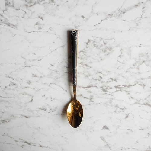 Black Marble Gold Cutleries Set 5