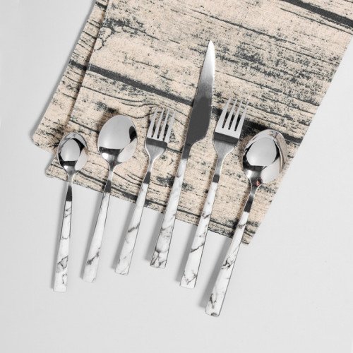 White Marble Silver Cutleries Set