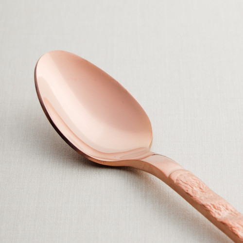 Embossed Rose Gold Dessert Spoon 3