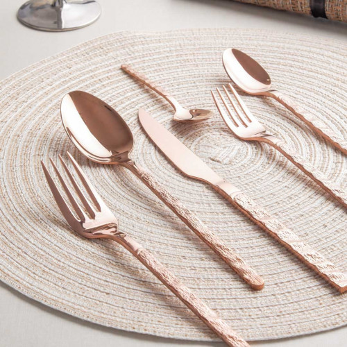 Embossed Rose Gold Dessert Spoon 5