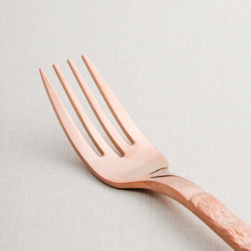 Embossed Rose Gold Dessert Fork 2