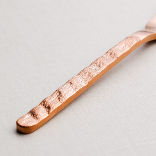 Embossed Rose Gold Dessert Fork 3