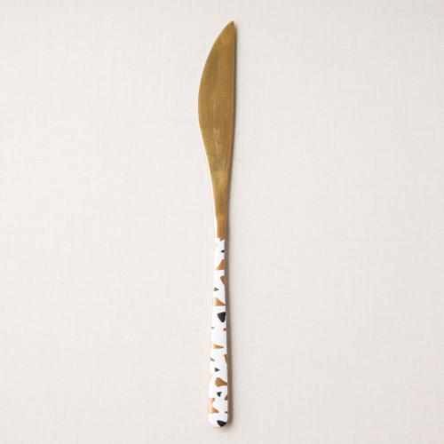 Festive White and Brass Table Knife