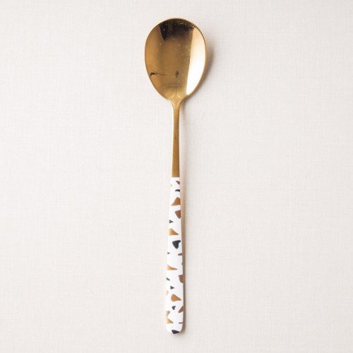 Festive White and Brass Table Spoon