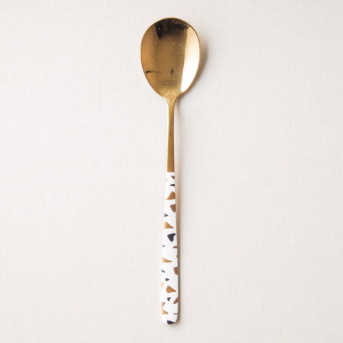 Festive White and Brass Table Spoon