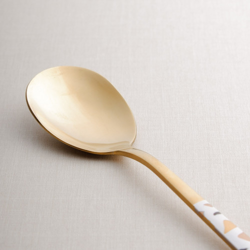 Festive White and Brass Table Spoon 2