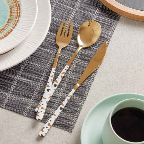 Festive White and Brass Table Spoon 4