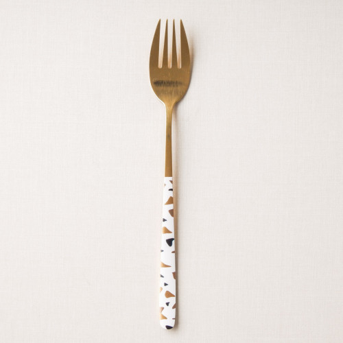 Festive White and Brass Table Fork