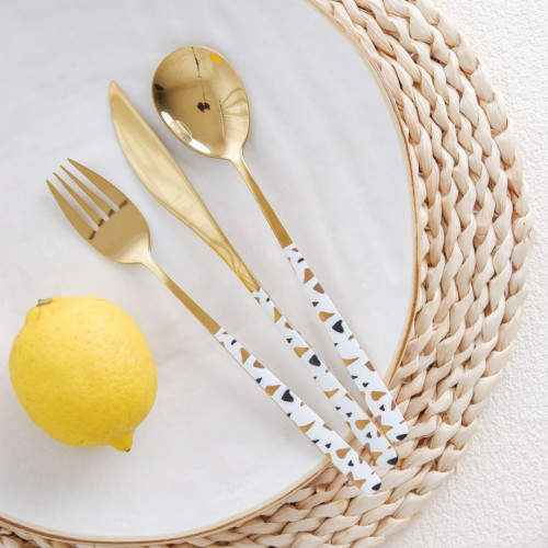 Festive White and Brass Table Fork 4
