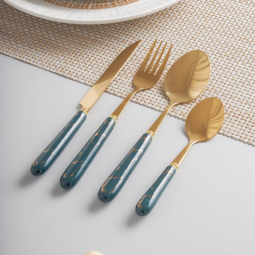 Marble Streaks Green Table Fork 4