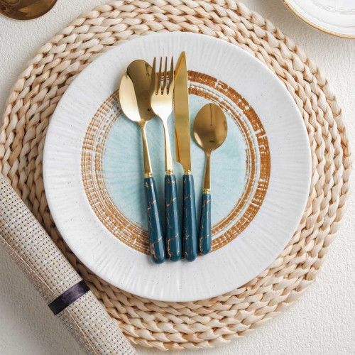 Marble Streaks Green Table Fork 5