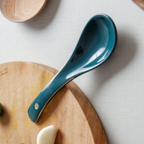 Viridian Green Duck Spoon - Gold Rim 3