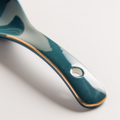 Viridian Green Duck Spoon - Gold Rim 5