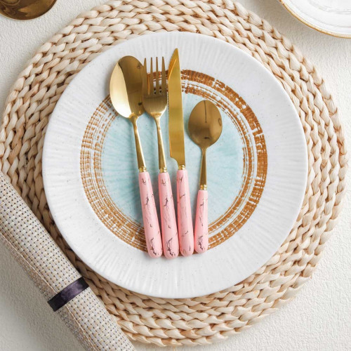 Marble Streaks Pink Cutleries Set 2