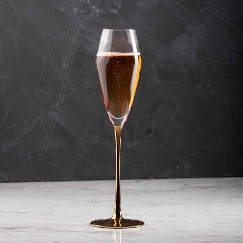 MARQUIS 250cc CYRSTAL/GOLD STEM CHAMPAGNE GLASS 037