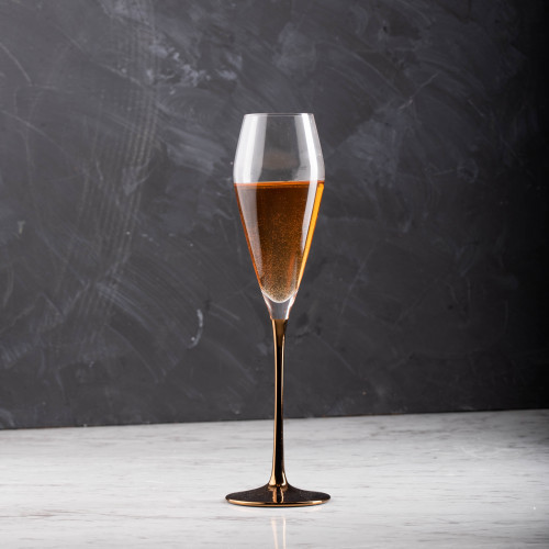 MARQUIS 250cc CRYSTAL/ROSE GOLD STEM CHAMPAGNE GLASS 039