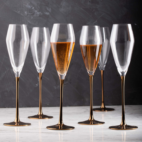 MARQUIS 250cc CRYSTAL/ROSE GOLD STEM CHAMPAGNE GLASS 039 3