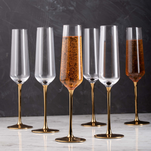 DUKE 255cc CRYSTAL/GOLD STEM CHAMPAGNE GLASS 043 3