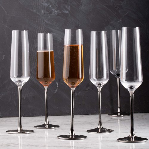 DUKE 255cc CRYSTAL/SILVER STEM CHAMPAGNE GLASS 044 3