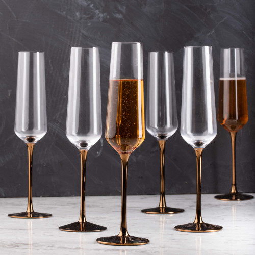 DUKE 255cc CRYSTAL/ROSE GOLD STEM CHAMPAGNE GLASS 045 3