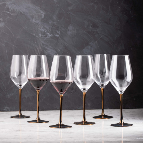 VISCOUNT 490cc CRYSTAL/ROSE GOLD STEM WINE GLASS 049 3