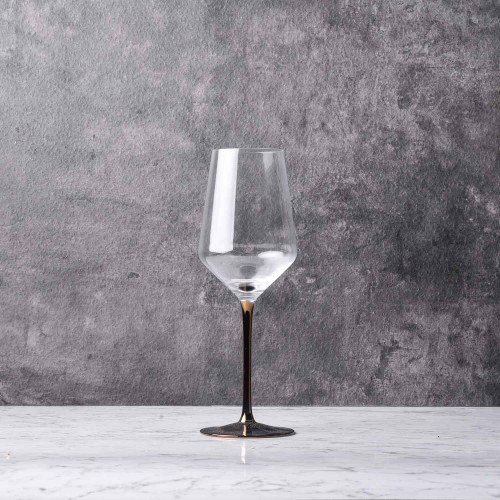 EARL 530cc CRYSTAL/ROSE GOLD STEM WINE GLASS 053