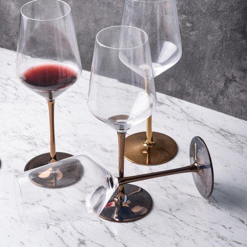 EARL 530cc CRYSTAL/ROSE GOLD STEM WINE GLASS 053 2