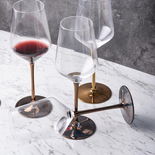 EARL 530cc CRYSTAL/ROSE GOLD STEM WINE GLASS 053 2