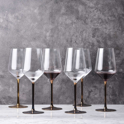 EARL 530cc CRYSTAL/ROSE GOLD STEM WINE GLASS 053 3