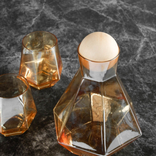 Laguna Glass Carafe and Cups Set - Amber 3