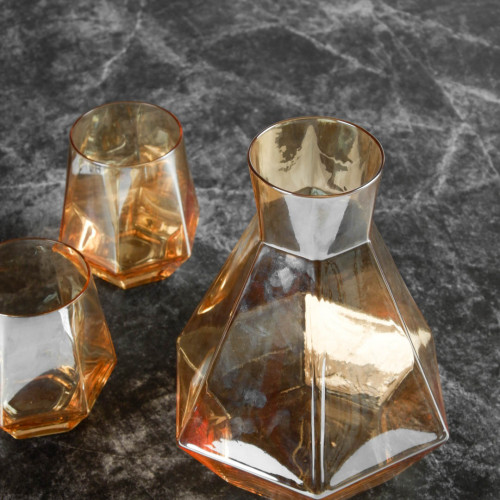 Laguna Glass Carafe and Cups Set - Amber 6