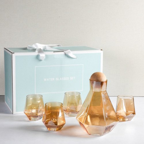 Laguna Glass Carafe and Cups Set - Amber 7