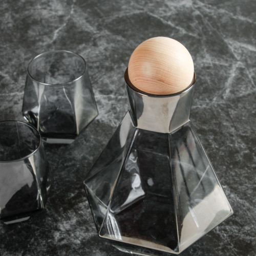 Laguna Glass Carafe and Cups Set - Smoke Gray 4