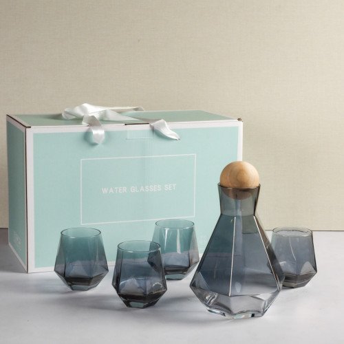 Laguna Glass Carafe and Cups Set - Smoke Gray 7
