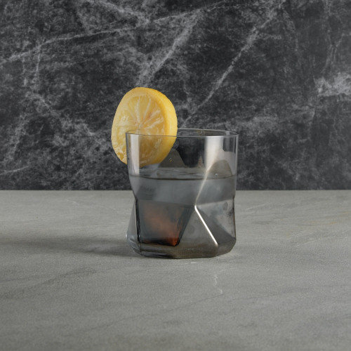 Faceted Bar Glass 340ml - Tempered Black