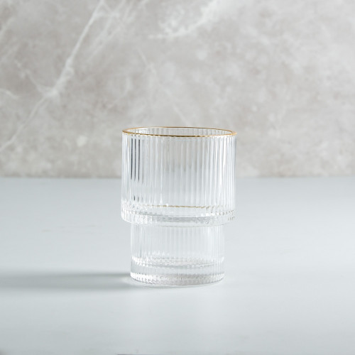 Fluted Vintage Glass 190ml - Gold Rim