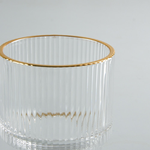 Fluted Vintage Glass 190ml - Gold Rim 3