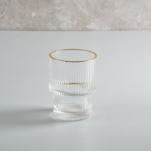 Fluted Vintage Glass 190ml - Gold Rim 4