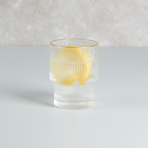 Fluted Vintage Glass 190ml - Gold Rim 5