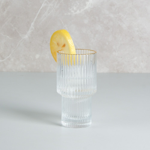 Fluted Vintage Glass 175ml - Gold Rim