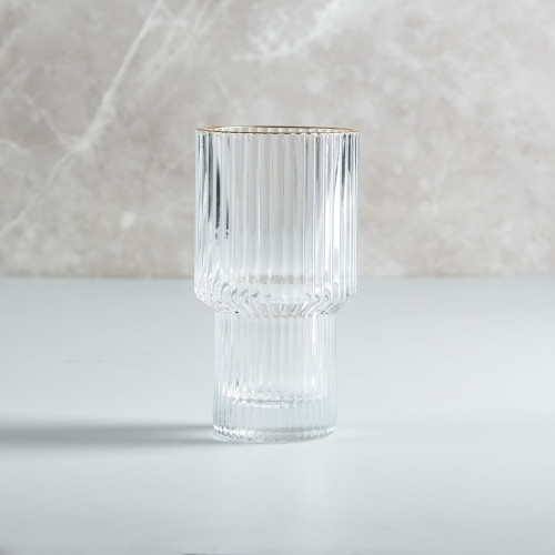 Fluted Vintage Glass 175ml - Gold Rim 2