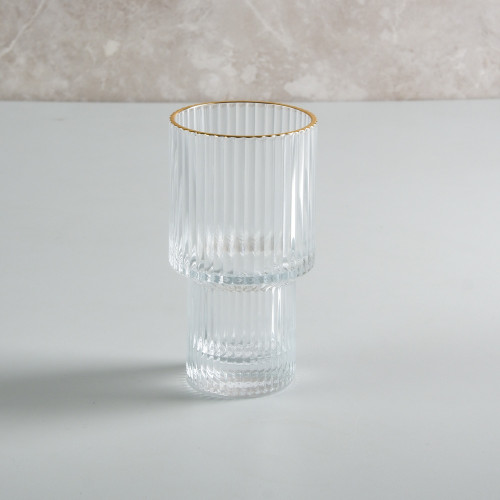 Fluted Vintage Glass 175ml - Gold Rim 4