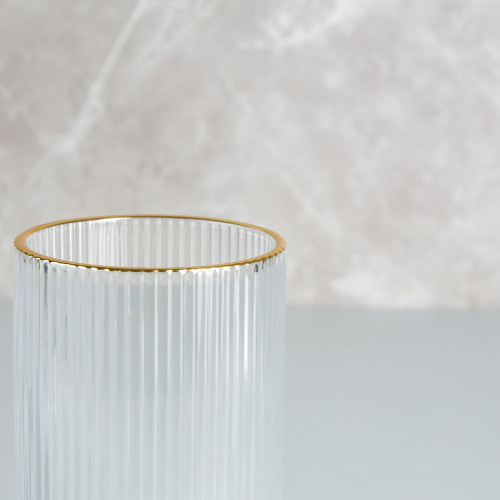Fluted Vintage Glass 300ml - Gold Rim 2