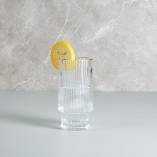 Fluted Vintage Glass 300ml - Gold Rim 5