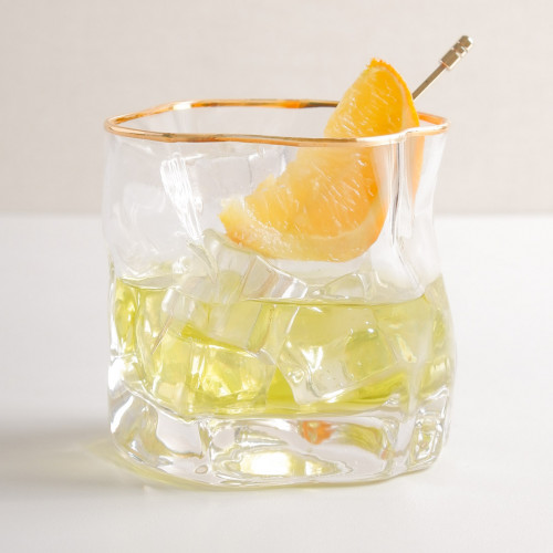 Asymmetric Rock Glass 250ml - Gold Rimmed