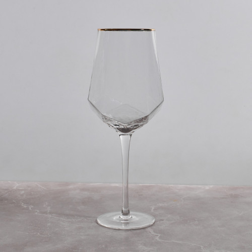 Crown Patterned Wine Glass 570ml - Gold Rim 2