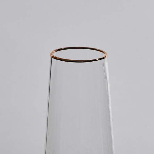 Crown Patterned Champagne Glass 310ml - Gold Rim 2