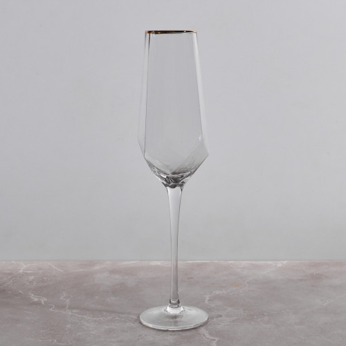 Crown Patterned Champagne Glass 310ml - Gold Rim 4